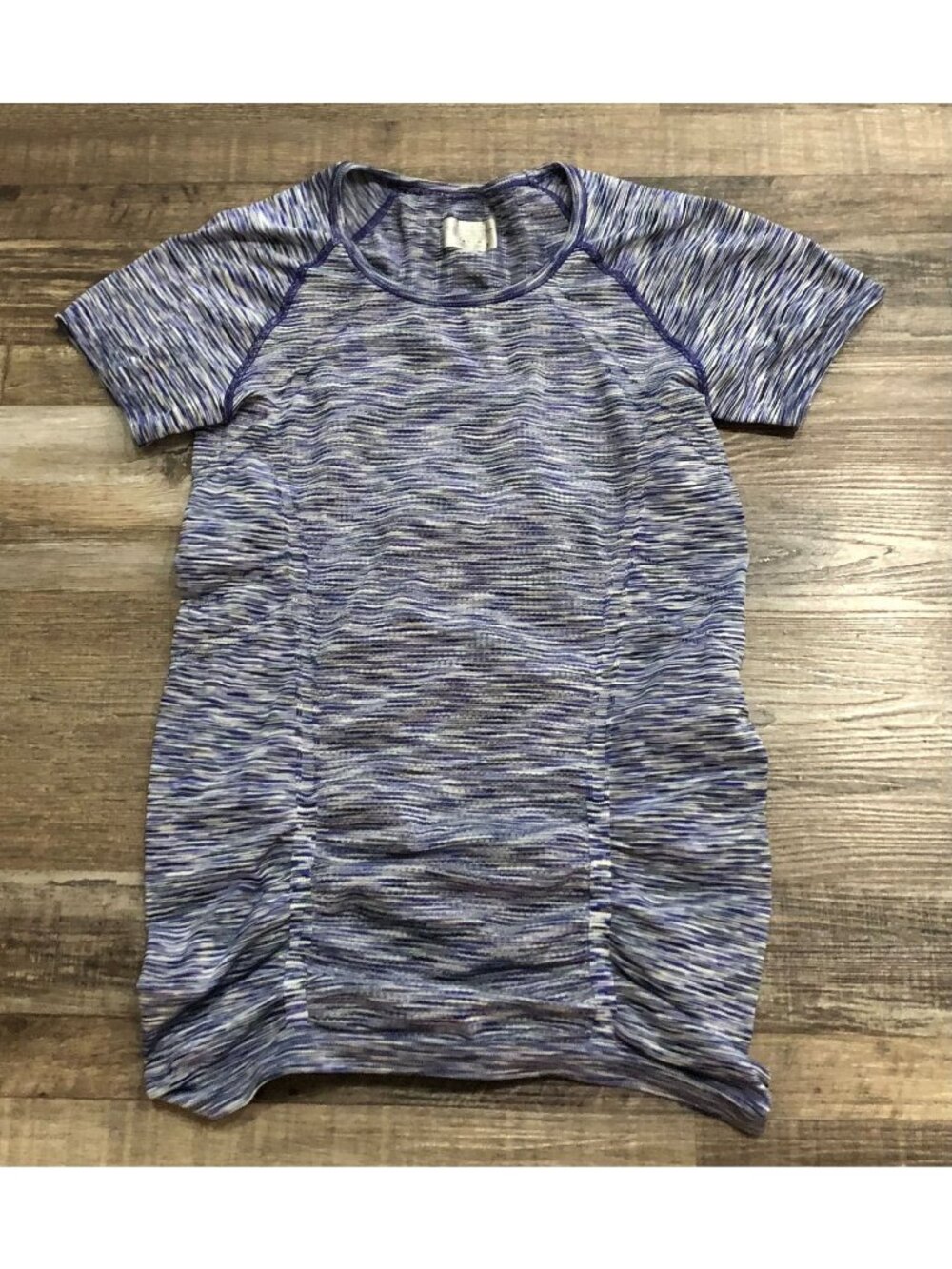 Athleta Fastest Track Ruched Short Sleeve Tee Medium Womens Blue T Shirt